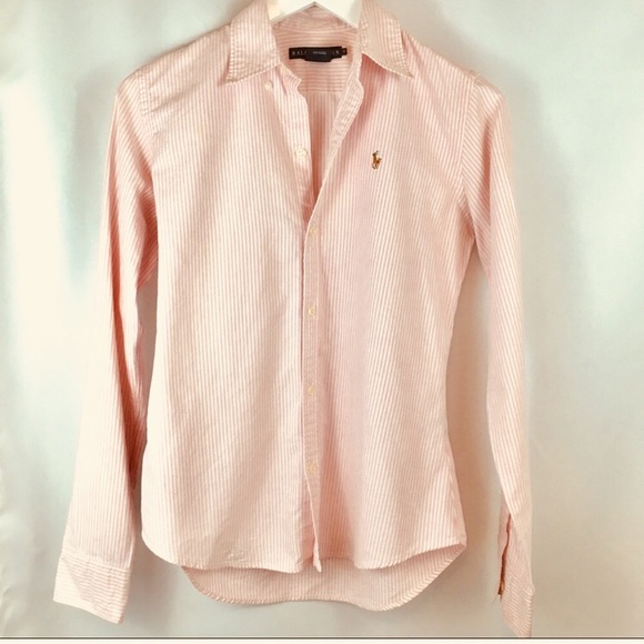 Ralph Lauren Tops - Ralph Lauren Classic Pink Stripe Button Down Shirt